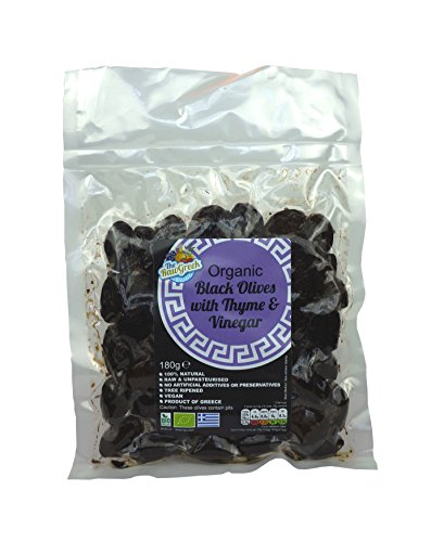 The Raw Greek Organic Black Date Olives with Thyme - 180g